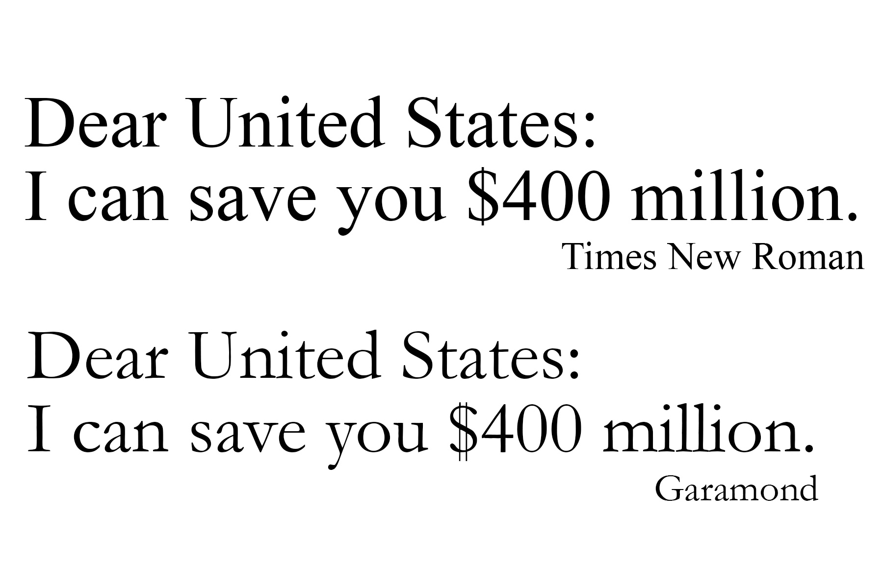 times new roman versus garamond saving 400 million dollars