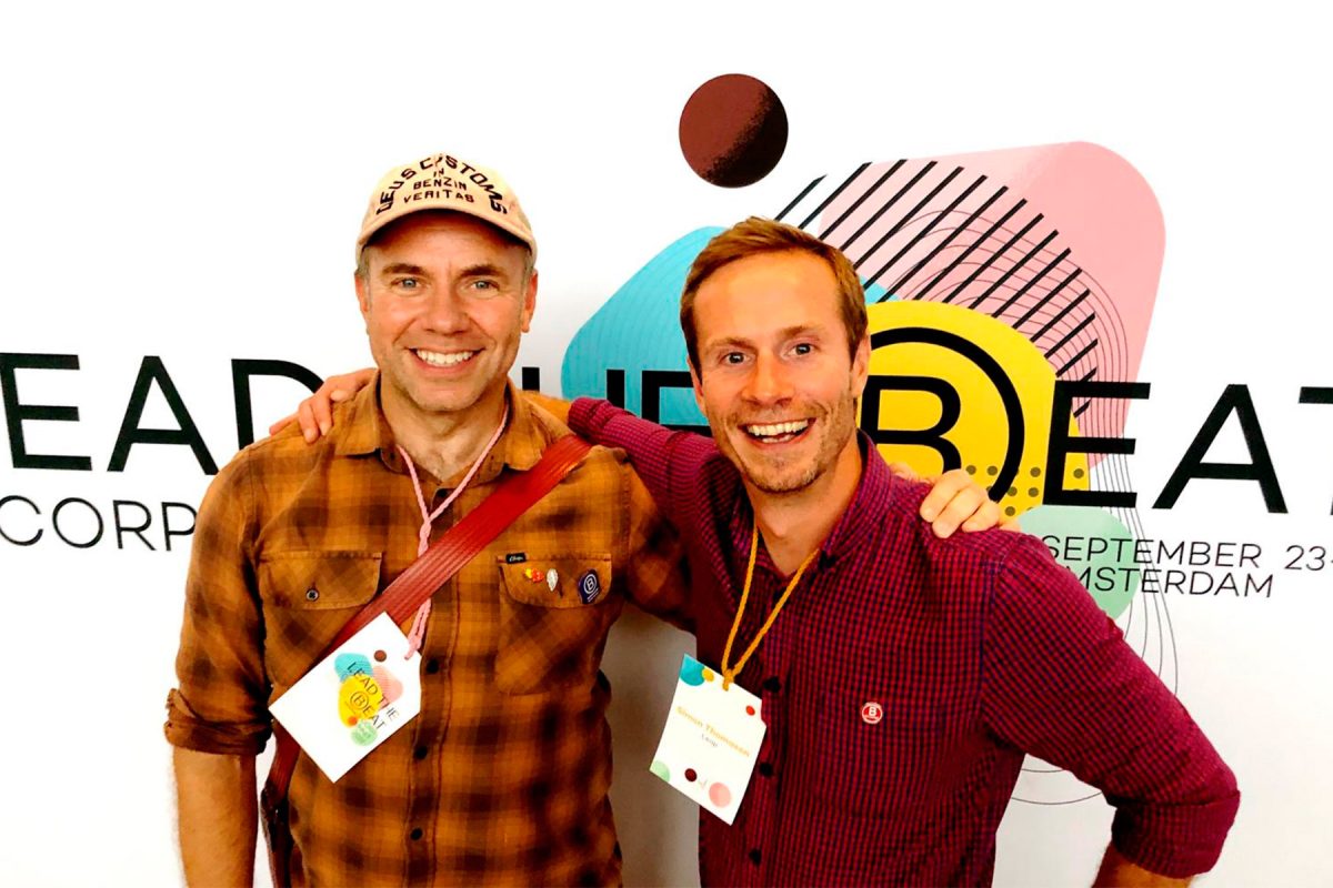 b corp design agency lap founder matt hocking and managing director simon thomason at b the beat in amsterdam