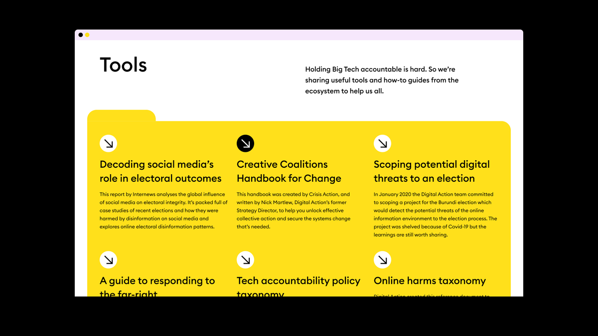Digital Action website tools page