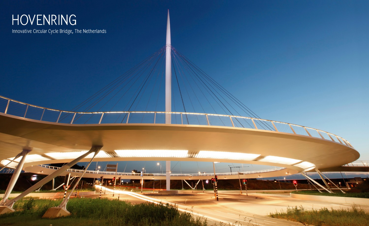 Hovenring circular hovering cycle bridge in Eindhoven